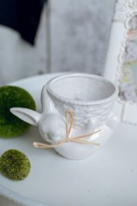 Керамічний кошик білий Зайчик