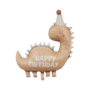 Фольгована повітряна кулька бежевий динозаврик Happy Birthday