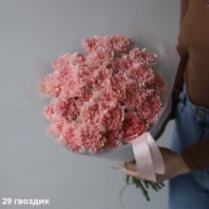 Букет із 29 ніжно-рожевих гвоздик – витонченість у кожному бутоні