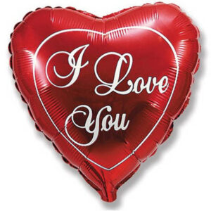 Фольгована куля Серце з написом I love you червона