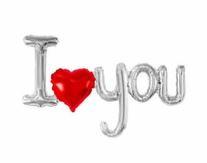 Фольгована куля напис I love you з червоним серцем