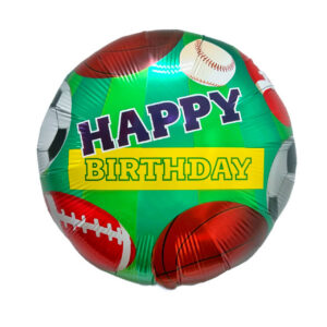 Фольгована куля «Happy Birthday» зі спортивними м’ячами