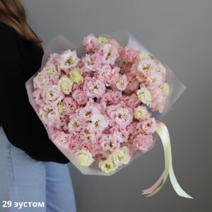 Букет із 29 рожевих та білих еустом