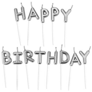 Свічки для торту Happy birthday сріблясті 4 см