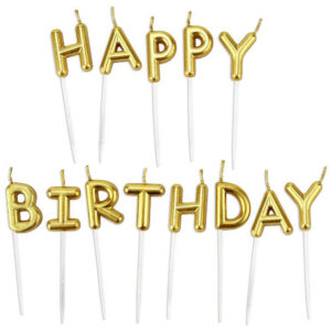 Свічки для торту Happy birthday золотисті 4 см